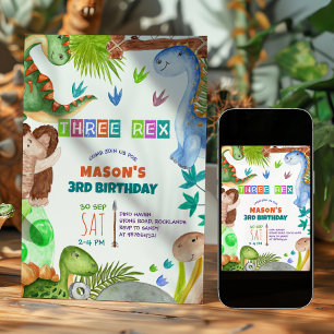 Invitation d'anniversaire 3 ans garçon dinosaure