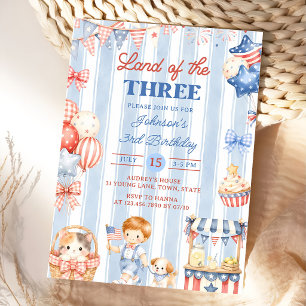 Invitation d'anniversaire 3 ans garçon rayures amé