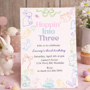 Invitation d'anniversaire 3 ans - Lapin