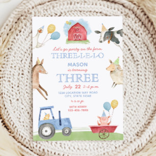 Invitation d'anniversaire 3 ans pour garçon avec d
