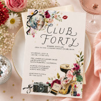Invitation d'anniversaire 40 ans Club Forty Garden
