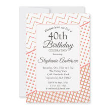 Invitation d'anniversaire 40 ans élégante corail g