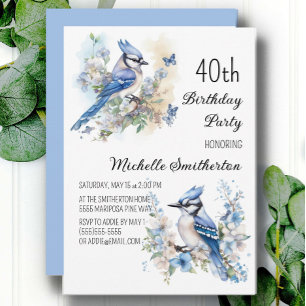 Invitation d'anniversaire 40 ans Fleurs d'oiseau g