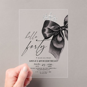 Invitation d'anniversaire 40 ans Forty Black Bow