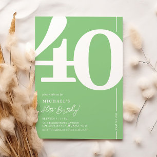 Invitation d'anniversaire 40 ans Fresh Green