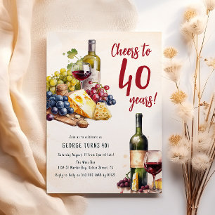 Invitation d'anniversaire 40 ans Fromage et Vin Ad