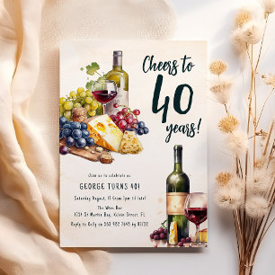 Invitation d'anniversaire 40 ans Fromage et Vin Ad
