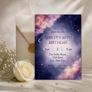 Invitation d'anniversaire 40 ans Moderne Cosmique