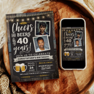 Invitation d'anniversaire 40 ans Photo Cheers and 