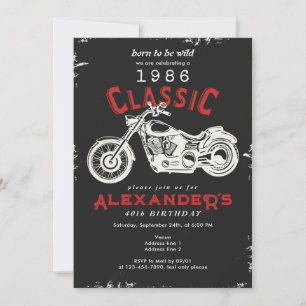 Invitation d'anniversaire 40 ans pour motard de mo