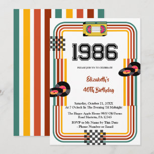 Invitation d'anniversaire 40 ans rétro cassette 19