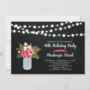 Invitation d'anniversaire 40 ans tableau noir, pot