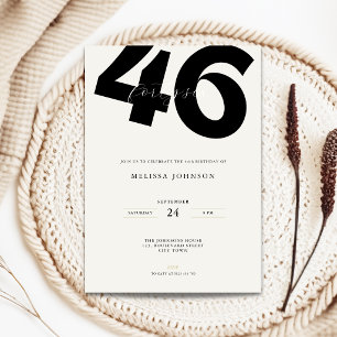 Invitation d'anniversaire 46 ans minimale - Typo g