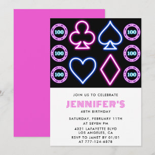 Invitation d'anniversaire 48 ans de carte à jouer