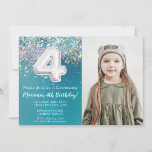 Invitation d'anniversaire 4 ans avec photo paillet