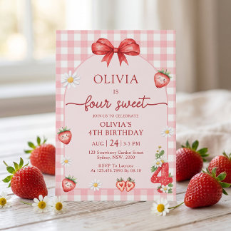 Invitation d'anniversaire 4 ans de Bow Berry Four