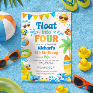 Invitation d'anniversaire 4 ans d'été - Flotter da