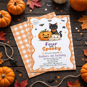 Invitation d'anniversaire 4 ans Halloween Quatre-f