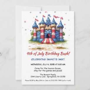 Invitation d'anniversaire 4 juillet Bounce House