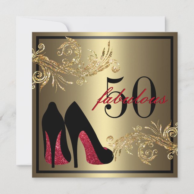 Invitation  d'anniversaire 50 ans de mariage, chaussures de d (Devant)