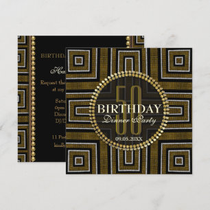 Invitation d'anniversaire 50 ans en bronze doré Ar