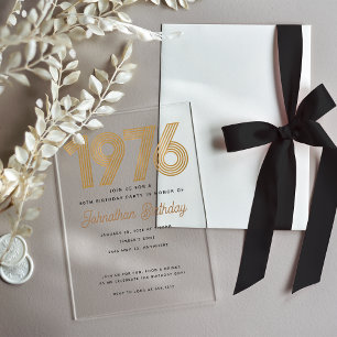 Invitation d'anniversaire 50 ans noir et or faux 1