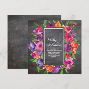 Invitation d'anniversaire 50 ans Pink Purple Orang