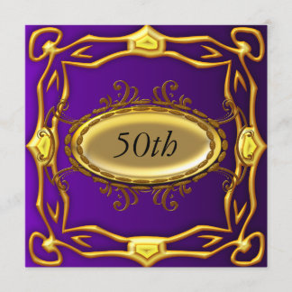 Invitation d'anniversaire 50 ans Violet et Or