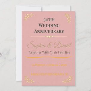 Invitation d'anniversaire 50ème Fête Élégante Or