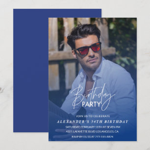 Invitation d'anniversaire 54 ans Bleu Fête d'anniv