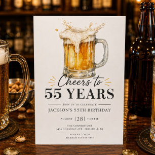 Invitation d'anniversaire 55 ans Cheers