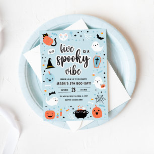 Invitation d'anniversaire 5 ans Halloween Bleu et