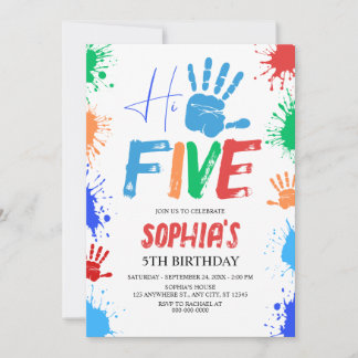 Invitation d'anniversaire 5 ans Hi-five High Five