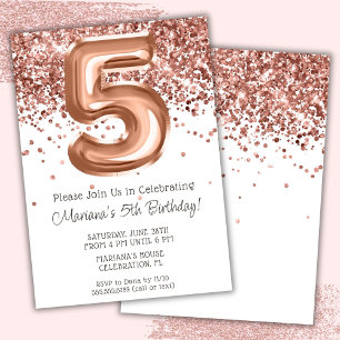 Invitation d'anniversaire 5 ans Rose Gold