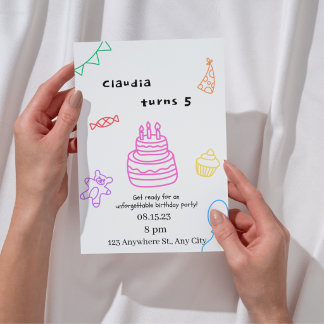 Invitation d'anniversaire 5 ans Sparkle & Fun