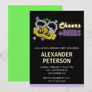 Invitation d'anniversaire 60 ans Cheers Beer Homme