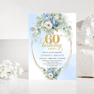 Invitation d'anniversaire 60 ans Dusty Blue Greene