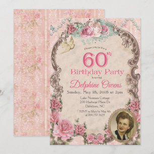 Invitation d'anniversaire 60 ans Floral Vintage