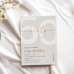 Invitation d'anniversaire 60 ans Moderne Beige & O