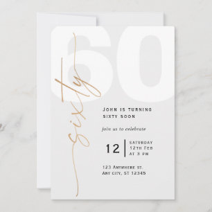Invitation d'anniversaire 60 ans Or Neutre