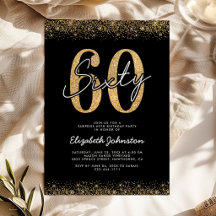 Invitation d'anniversaire 60 ans Or Noir Moderne