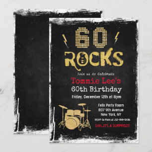 Invitation d'anniversaire 60 ans Rockstar Guitar 6