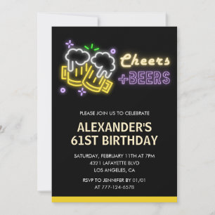 Invitation d'anniversaire 61 ans de boissons de bi
