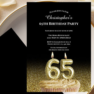 Invitation d'anniversaire 65 ans pour lui noir et