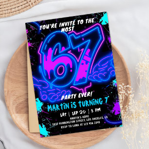 Invitation d'anniversaire 6 7 Neon Six Seven 