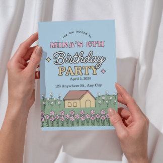 Invitation d'anniversaire 6 ans pour filles papill