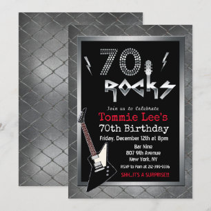 Invitation d'anniversaire 70 ans 70 Rocks Rockstar