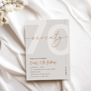 Invitation d'anniversaire 70 ans beige et or moder