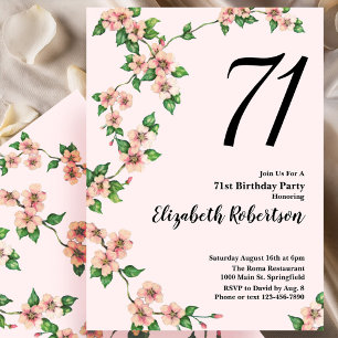 Invitation d'anniversaire 71 ans Florale en Rose P