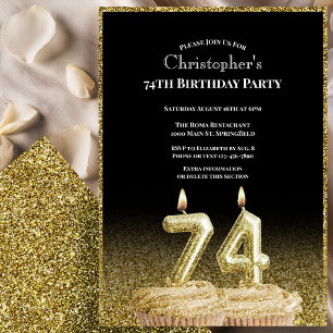 Invitation d'anniversaire 74 ans pour lui noir et 